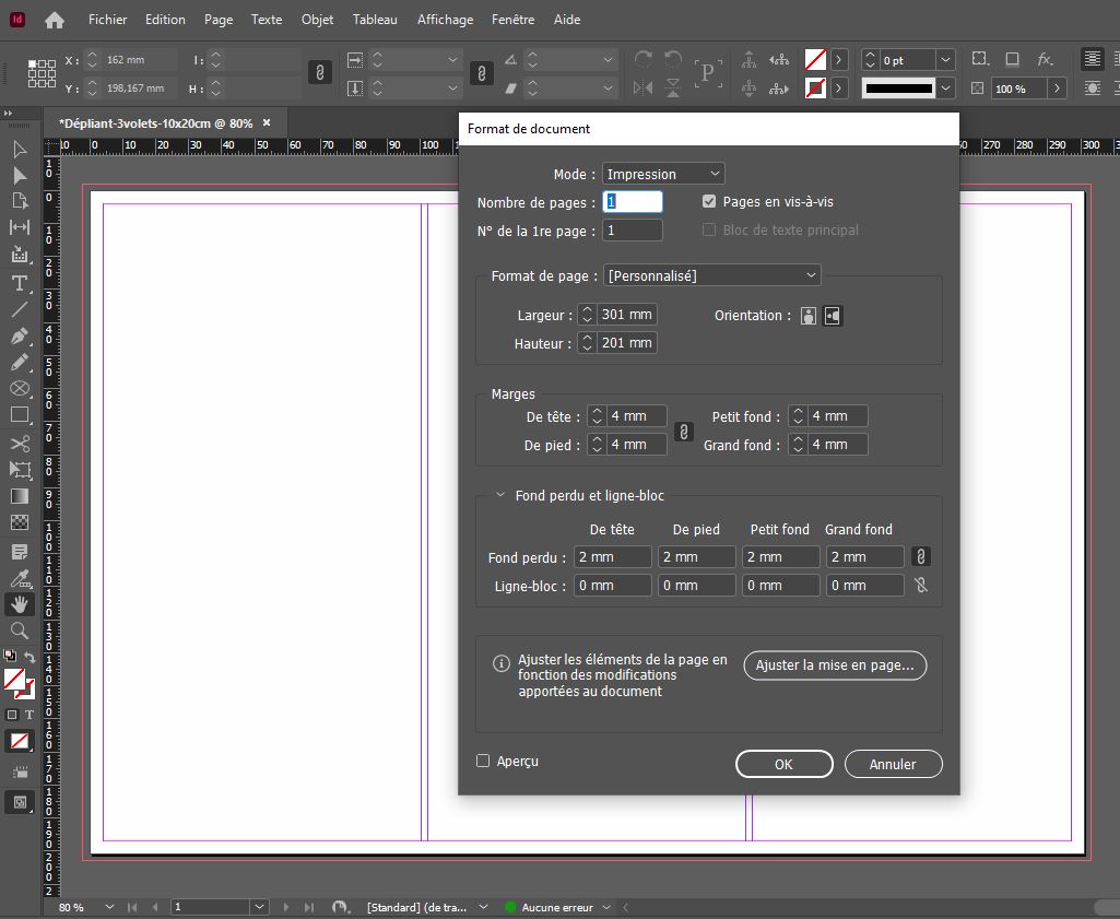 creation depliant indesign etape 1