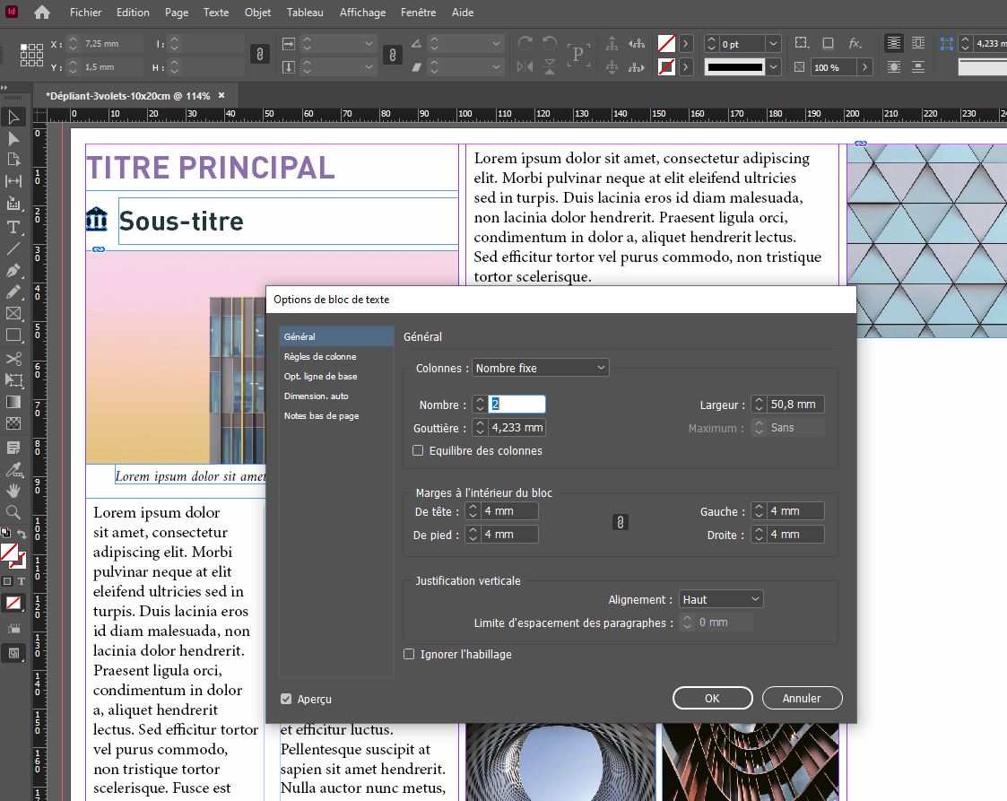 creation depliant indesign etape 3